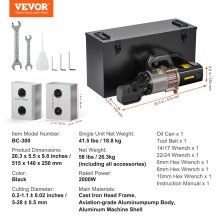 VEVOR Coupe-barres d'Armature Hydraulique Électrique Portable 2000 W 5-28 mm