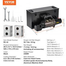 VEVOR Coupe-barres d'Armature Hydraulique Électrique Portable 2300 W 5-32 mm