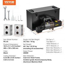 VEVOR Coupe-barres d'Armature Hydraulique Électrique Portable 2000 W 4-25 mm