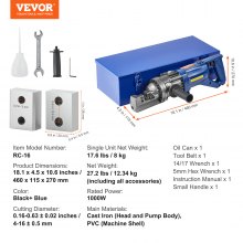 VEVOR Coupe-barres d'Armature Hydraulique Électrique Portable 1000 W 4-16 mm