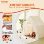 Tente de jeu pour enfants VEVOR, château douillet avec guirlandes lumineuses, jouets en peluche, lampe suspendue gratuite et tapis anti-humidité.