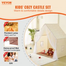 VEVOR Tente de jeu pour enfants cabane 1 à 5 ans yourte tout-petits lampe tapis
