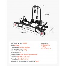 VEVOR Porte-vélos sur Attelage Pliable Capacité 2PCs pour Récepteurs de 5 cm