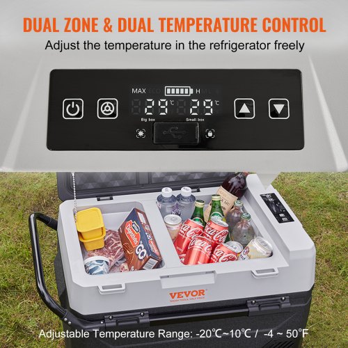 Glacière électrique VEVOR 55L - Réfrigérateur De Voiture 12V Double Zone - Neuf