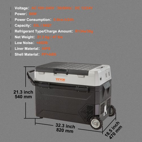 VEVOR Glacière Électrique à Compression de Voiture 15 L, Réfrigérateur Portable -20 °C à 20 °C, Mini Frigo Auto pour Camping Voyage Plage Bateaux Pêche, 12/24 V DC et 100-240 V AC VEVOR Glacière Électrique à Compression de Voiture 15 L, Réfrigérateur Portable -20 °C à 20 °C, Mini Frigo Auto pour Camping Voyage Plage Bateaux Pêche, 12/24 V DC et 100-240 V AC