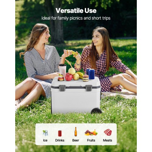 GYMAX Glacière Portable 43L à Roulettes - Isotherme Avec Poignée Réglable Pour Camping Et Voyage