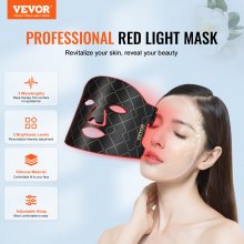 VEVOR Masque LED Luminothérapie Visage Lumière Rouge avec 3 Longueurs d'Onde