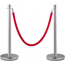 VEVOR Poteau de Guidage Barrière de Sécurité 2PCs avec Corde en Velours Rouge