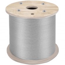 VEVOR Câble en Acier Inoxydable Diamètre 6,4 mm 61 m Résistance Rupture 2900 kg