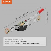 VEVOR Tire Fort Treuil Manuel Cliquet Charge 2T 4409 lb 2 Crochets Câble 3,7 m