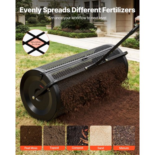 GOPLUS Épandeur de Compost D.68CM Capacité 75L pour Pelouses et