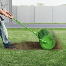 VEVOR Épandeur Compost Mousse Tourbe Gazon Rouleau à Pousser Remorquer 60cm Vert