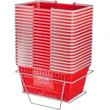 VEVOR Panier de courses portable 20 pièces 21 L avec poignée et support rouge