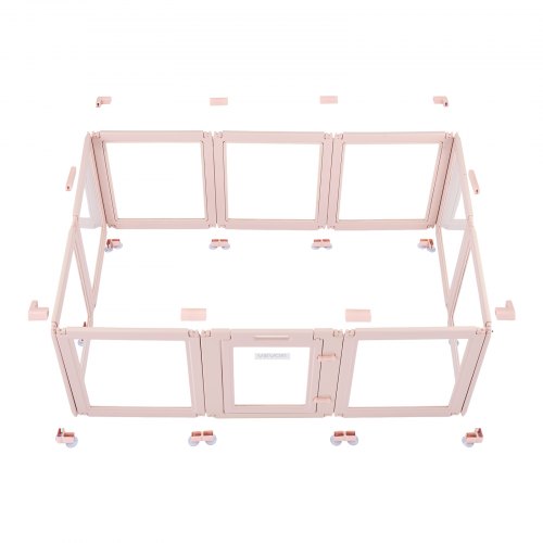 Parc De Mise Bas Pour Chien VEVOR - 154x100x60cm, Cadre Rose Clair, Panneaux Transparents, Serrure - Pour Chienne De Taille Moyenne, Chiots - 7