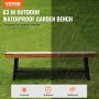 Banc d'extérieur VEVOR sur herbe verte, conçu pour une utilisation résistante au soleil, à la rouille et à l'eau.