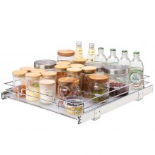 VEVOR Rangement sous Évier 355x533x63,5 mm, Taille de l'Installation 383x533x85 mm, 1 Étage Panier Coulissant pour Placard en Acier Chromé Tiroir Coulissant Cuisine avec Tablette, Organisation