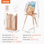 VEVOR Chevalet de Campagne pour Toile 86,5 cm Support Peinture Pliable en Hêtre