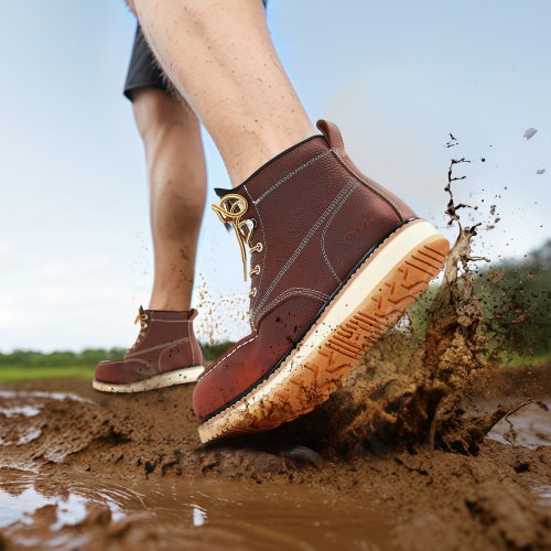 Bottes De Travail VEVOR à Embout Acier - Taille US 12, Imperméables, Marron