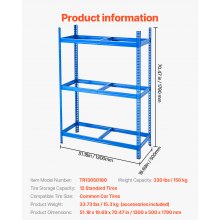 VEVOR Support de Rangement pour Pneus Étagère à Pneu 2 Niveaux Capacité 12 Pneus