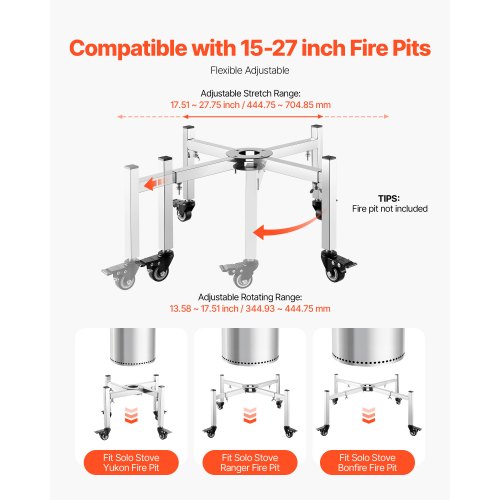 Support Pour Foyer Extensible Réglable 38-68,6 Cm, Support