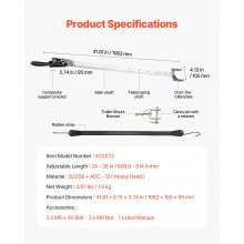 VEVOR Protège Tableau Arrière Réglable 609,6-914,4 mm avec Tête Composite Bateau