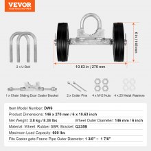 VEVOR Kit de portail coulissant réglable pour porte roulante 146 mm 272 kg noir