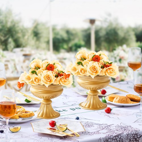 Nuptio Lot de 2 vases à fleurs de table en métal argenté pour mariage, cérémonie, fête, anniversaire, événement, allée, décoration d'intérieur - 26 cm de hauteur