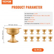 VEVOR Vase de mariage support de fleurs en métal or pour décoration 16 cm 10 PCS