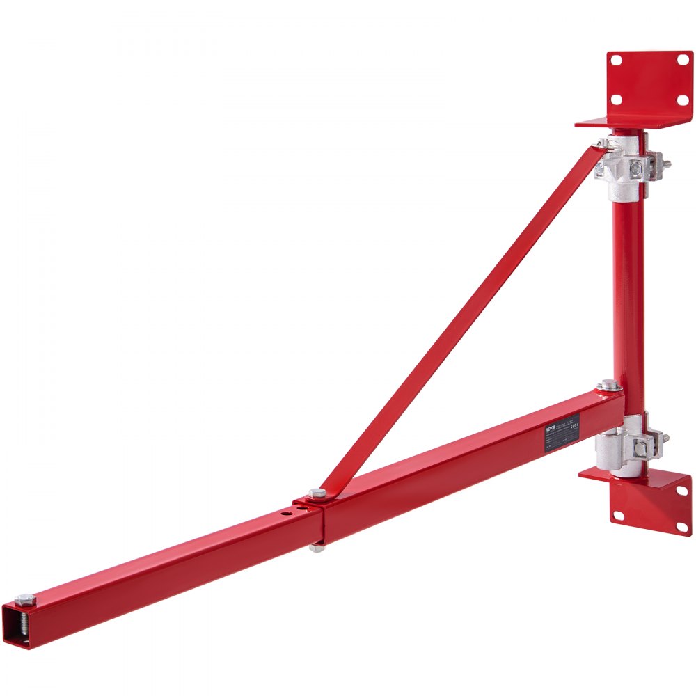 Bras de levage électrique VEVOR rouge avec construction métallique robuste et supports de montage pour le levage de matériaux.