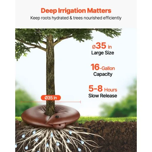 Lot De 12 Sacs D'Arrosage Pour Arbres VEVOR 75,7L - Irrigation Goutte à Goutte Lente (5-9h) | Pour Jeunes Arbres