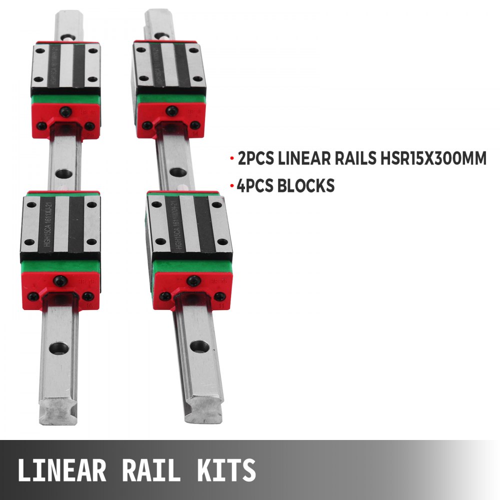 VEVOR Miniature Rail Linéaire Guide HSR15X1500, 2 Rails Linéaire +4 Blocs  de Guidage HSR15 - 1500 mm, Rails Linéaires CNC, pour le Routeur CNC  /Rectifieuse CNC/l'Impression de Machines Industrielles