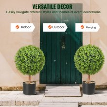 VEVOR Buis Topiaire Artificiel 559 mm Boule de Buis Artificiel Extérieur 2 Fausses Plantes avec 10 Feuilles Remplaçables 4 Papillons Décoratifs pour Décoration Intérieur Jardin Terrasse Balcon Entrée