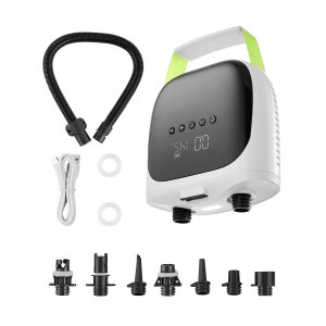 Pompe Électrique Haute Pression 22 Psi Pour Paddle Board - Gonflage Automatique - Branchement Allume-Cigare 12V - 7 Buses Incluses