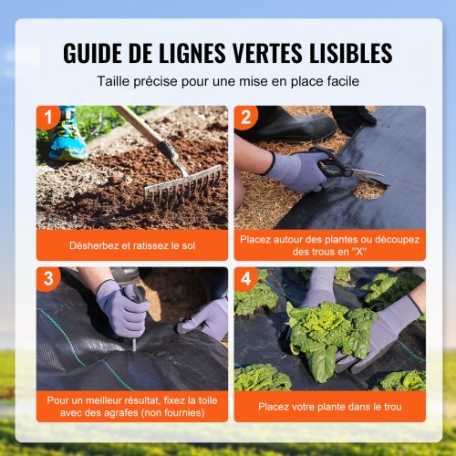 50m² Toile De Paillage Anti Mauvaises Herbes 100 G-m² - Film Géotextile