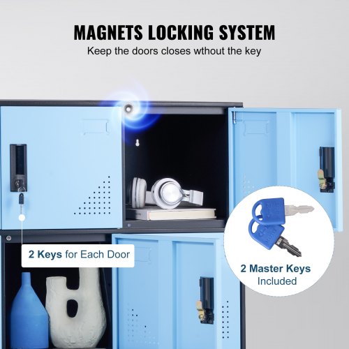 Yizosh Casier En Métal Avec 5 Portes, Grands Casiers De Rangement En Acier Pour Employes Armoire De Rangement A 5 Niveaux Pour Lecole La Gym La Maison Le Bureau Le Garage