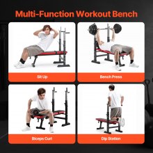 VEVOR Banc de Musculation Réglable Pliable Banc Abdominal Haltères Domicile Gym