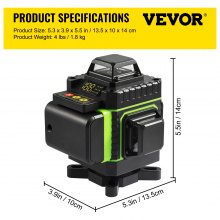 VEVOR Niveau Laser Vert Autonivelant Laser Rotatif Trépied Pour Laser 16 Lignes Croisées 4 x 360° Laser Faisceau 40 m Base Magnétique Rotative