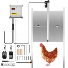 VEVOR Porte Poulailler Automatique 66W Porte de Poulet Électrique Kit Ouvre-Porte Poulailler Aluminium Allié Abs Minuterie Capteur Lumière Contrôleur