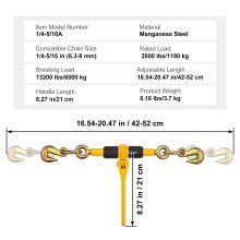 VEVOR Tendeur à Cliquet pour Chaîne d'Arrimage 6,3-8 mm Charge 1180 kg Lot de 2