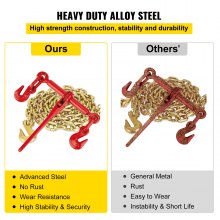 VEVOR Classeur de charge à chaîne, diamètre 8 mm, kit d'arrimage à cliquet avec capacité de charge travail 3 tonnes deux crochets de maintien chaîne longueur 6,4 m grade 80 pour transport, remorquage
