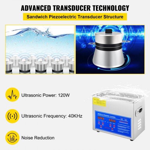 VEVOR Nettoyeur A Ultrasons 3L Ultrasonic Cleaner Professionnel Nettoyeur Digital Affichage Ultrasonique (3L)