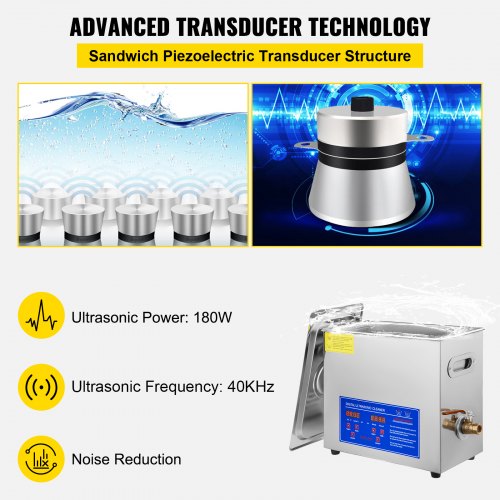 VEVOR Nettoyeur A Ultrasons 6 L Ultrasonic Cleaner Professionnel Nettoyeur Digital Affichage Ultrasonique (6 L)