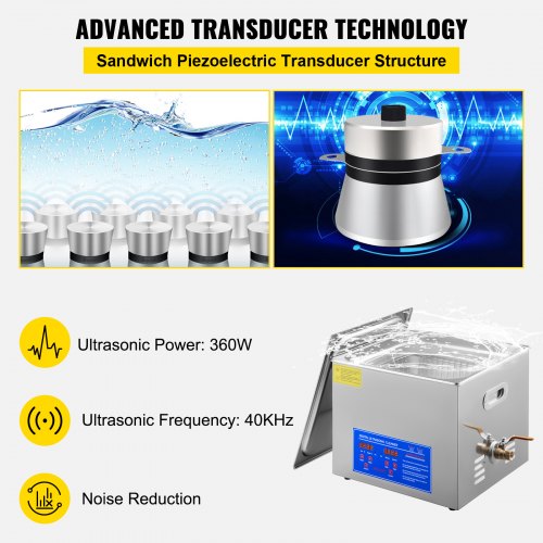 VEVOR Nettoyeur A Ultrasons 15L Ultrasonic Cleaner Professionnel Nettoyeur Digital Affichage Ultrasonique (15L)