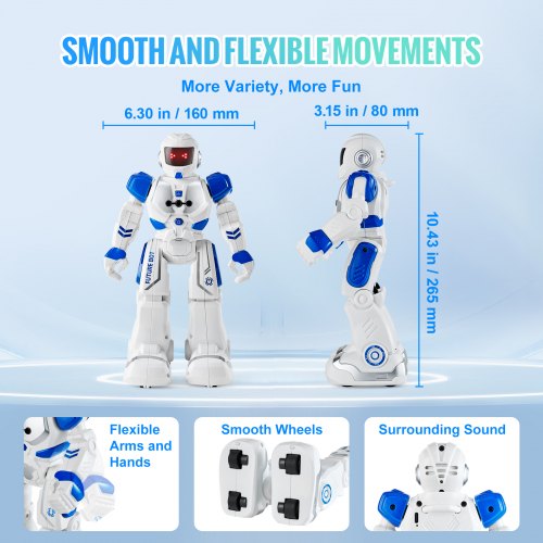 YIMWNYI Jouet Robot RC, Robot Télécommandé, Robot à Détection de Gestes, Robot Programmable Dansant, Robot Intelligent Rechargeable, Compagnon Interactif Dansant et Chantant