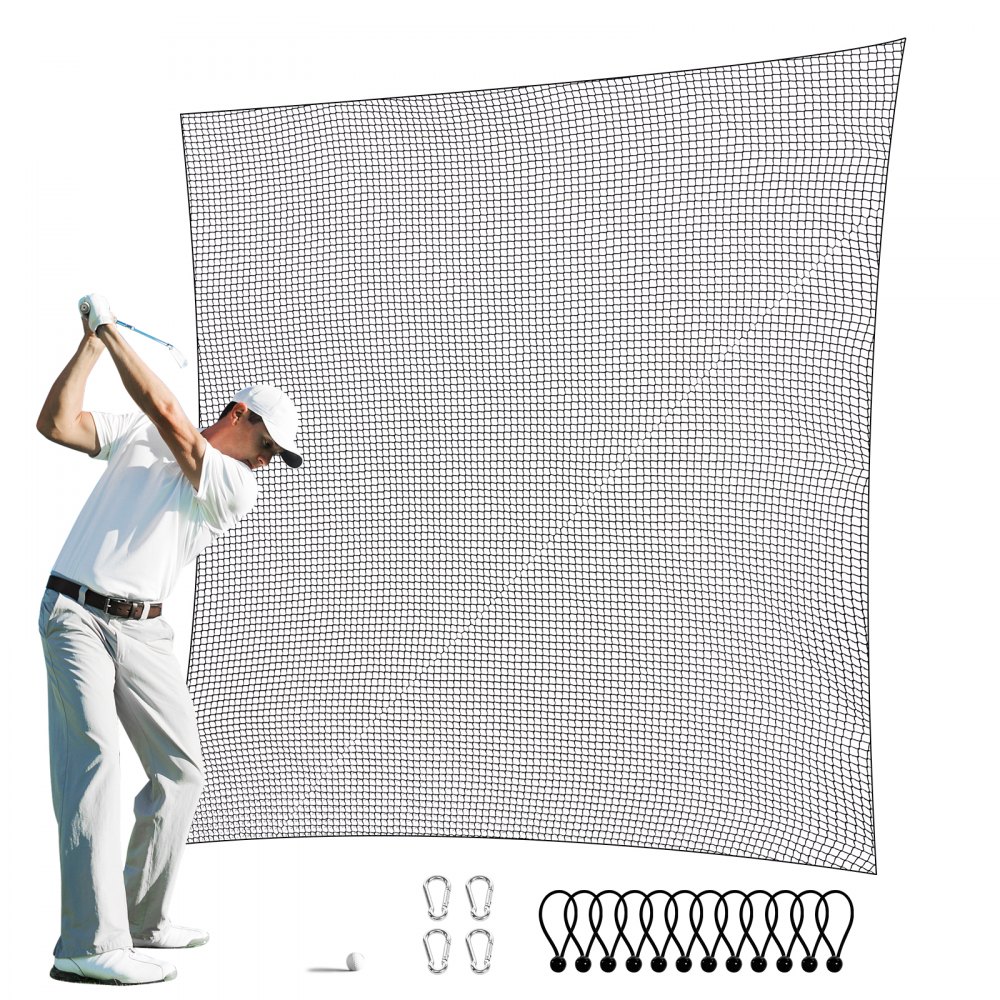 VEVOR Filet d'Entraînement au Golf 310x310 cm, Filet de Frappe de Golf en Nylon Robuste, Matériels d’Entraînement pour Baseball Hockey Football, Arrière-cour Extérieur Intérieur (Filet Uniquement)