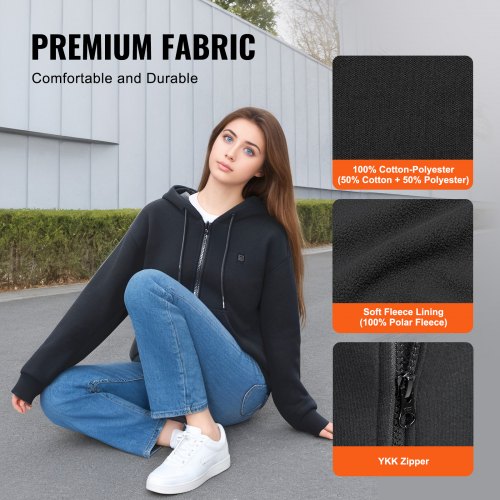 Wodesid Sweat à Capuche Chauffé Veste Chauffante Homme Femme Avec Batterie Incluse, 16000mAh Rechargeable Zippé Veste Chauffante à Capuche