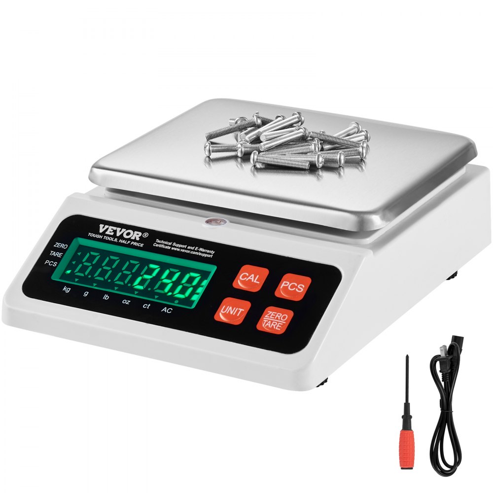 VEVOR Balance de comptage industrielle, 10 kg x 0,1 g, balance numérique pour monnaies, unités g/kg/lb/oz/ct, balance de comptage d'inventaire électronique avec écran LED pour pièces bijoux, cuisine