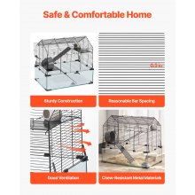 VEVOR Cage Hamster Rongeurs Fil de Fer pour Animaux de Compagnie 58 x 38 x 54 cm