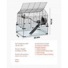 VEVOR Cage Hamster Rongeurs Fil de Fer pour Animaux de Compagnie 58 x 38 x 54 cm