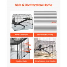 VEVOR Cage Hamster Rongeurs Fil de Fer pour Animaux de Compagnie 75 x 44 x 61 cm